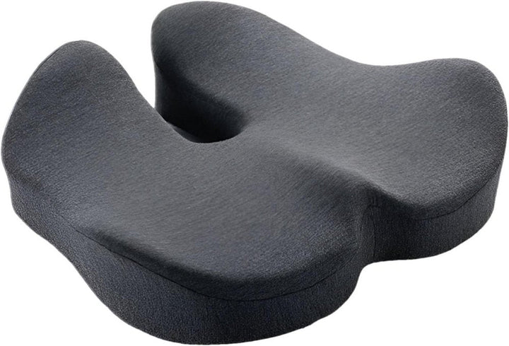 Coussin ergonomique beige pour soulager douleur nerf pudendal, mousse haute densité, forme anatomique avec découpe.