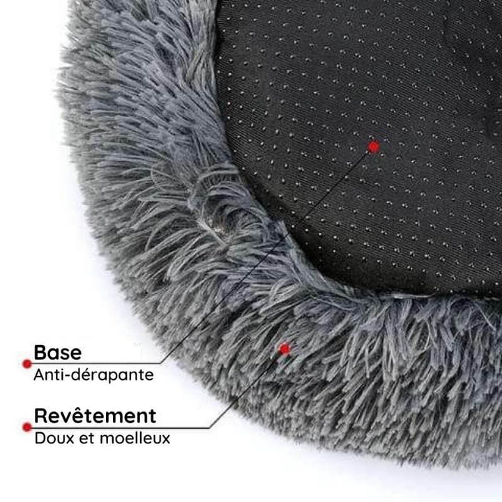 Coussin moelleux anti-stress pour chat.  Confort optimal, design ergonomique. Plusieurs tailles et couleurs.