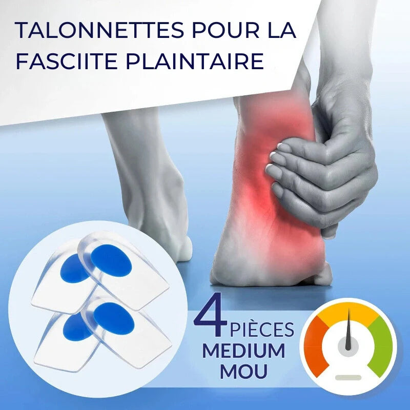Coussinets de talon en gel pour soulagement douleur, fasciite plantaire. Semelles orthopédiques confort unisexe.