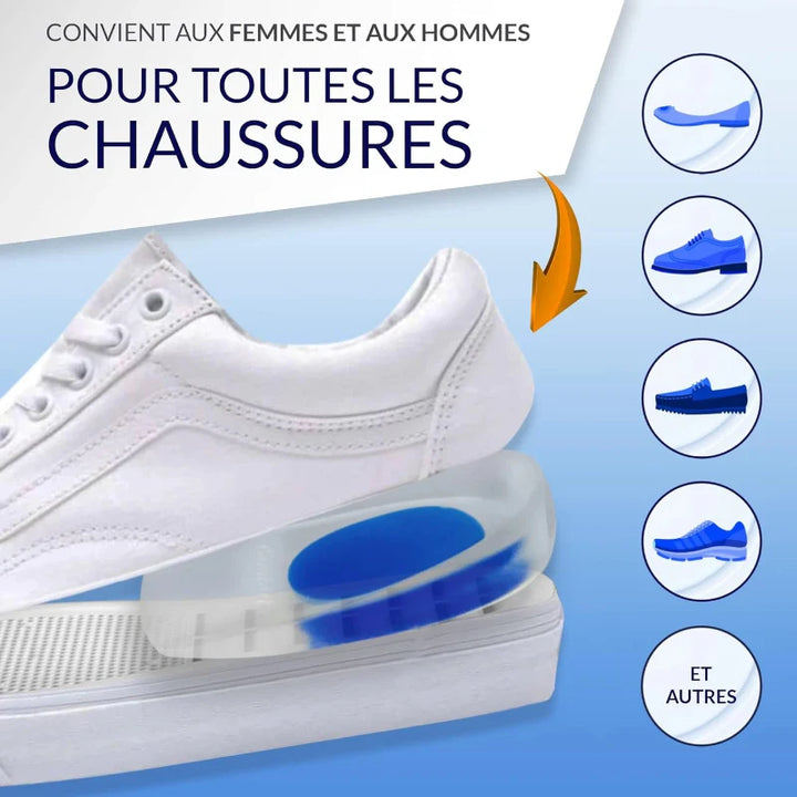 Coussinets de talon unisexe pour toutes chaussures, gel orthopédique. Réduit la douleur et améliore le confort.