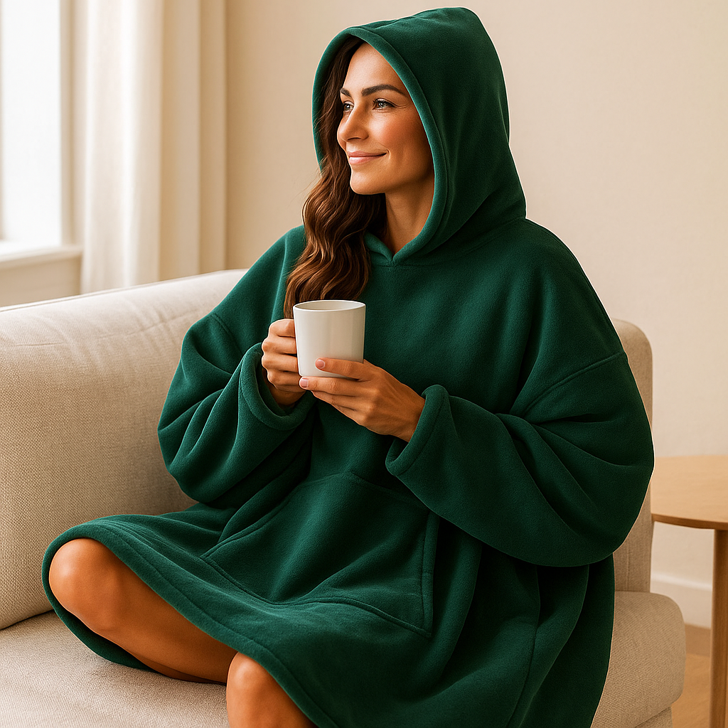 Couverture à capuche en polaire chaude pour femme, parfaite pour se détendre avec style à la maison.