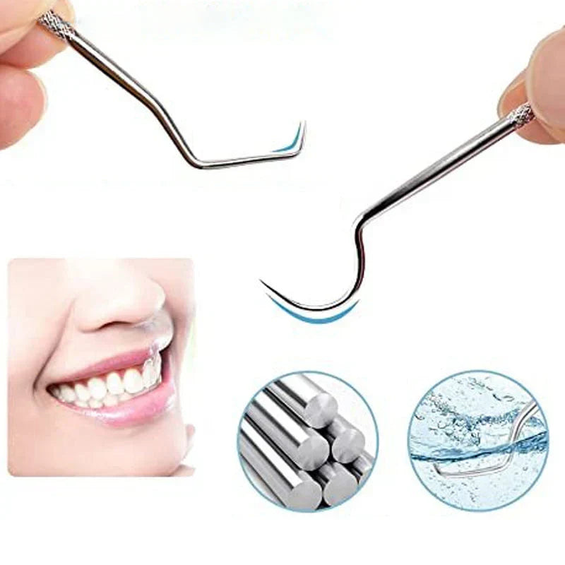 "Cure-dents réutilisables en acier inoxydable avec étui bleu, hygiénique et durable pour soin dentaire écologique."