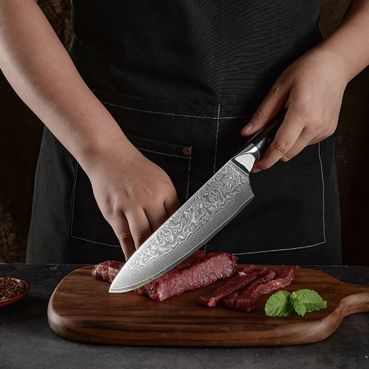 Couteau Chef Japonais Damas 8" - Précision & Élégance