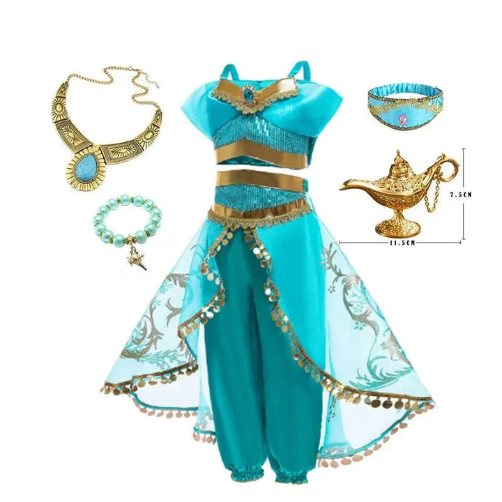 Déguisement princesse enfant: robe, couronne, accessoires. Costume complet luxe.