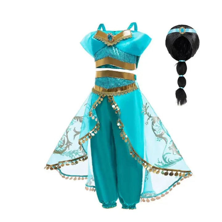 Déguisement princesse enfant: robe, couronne, accessoires. Costume complet luxe.