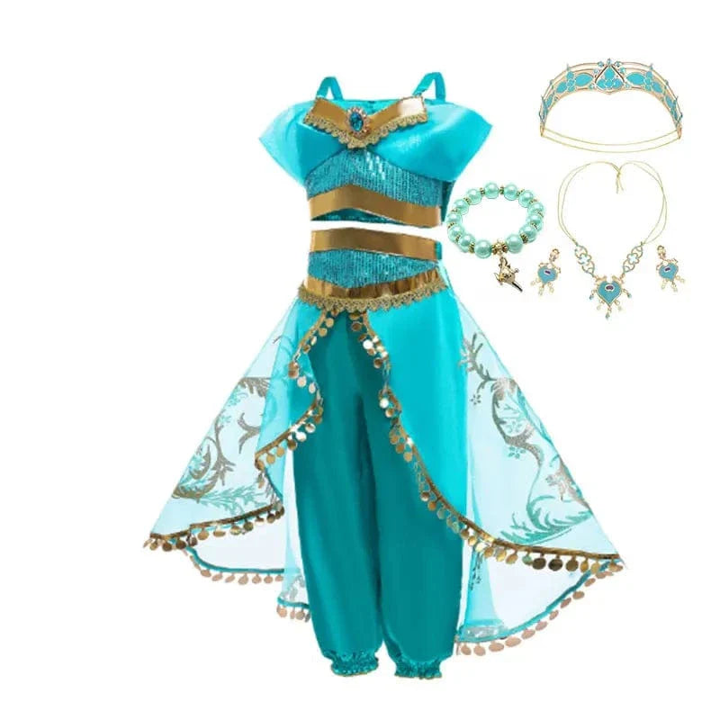Déguisement princesse enfant: robe, couronne, accessoires. Costume complet luxe.