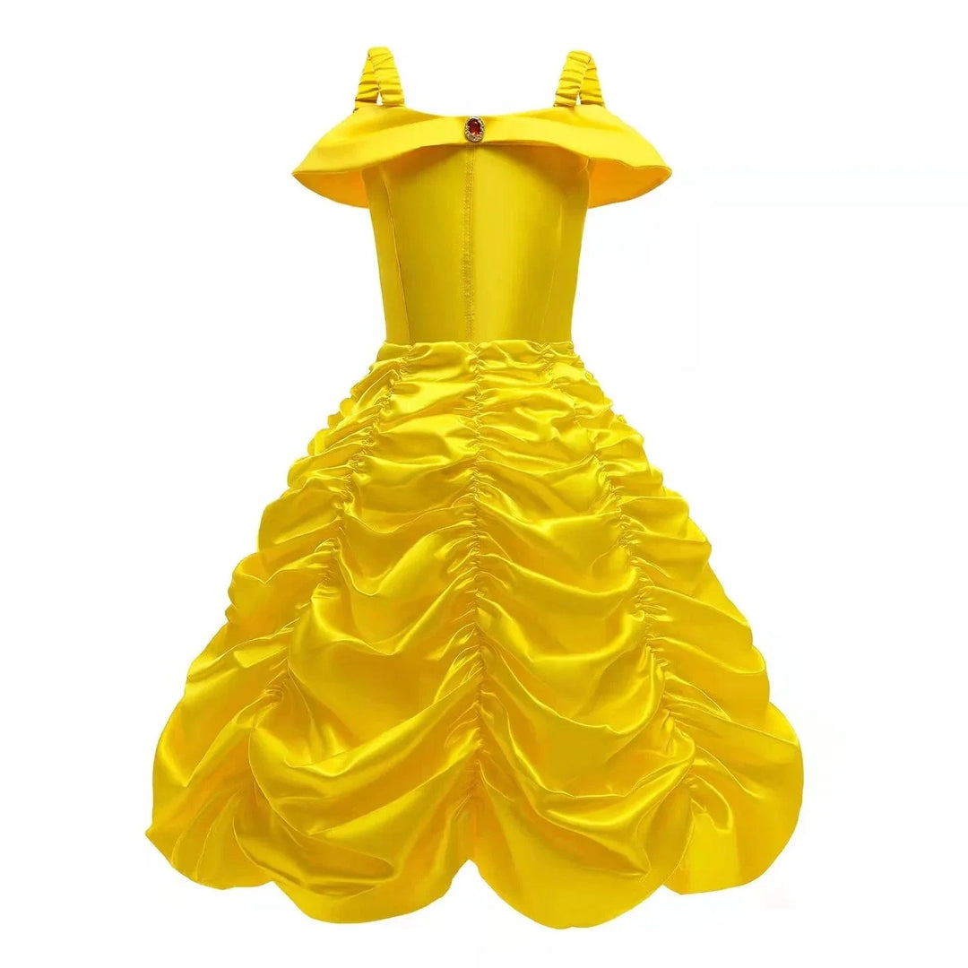 Déguisement princesse enfant, robe élégante avec couronne, sceptre & collier.  Costume enfant fête.