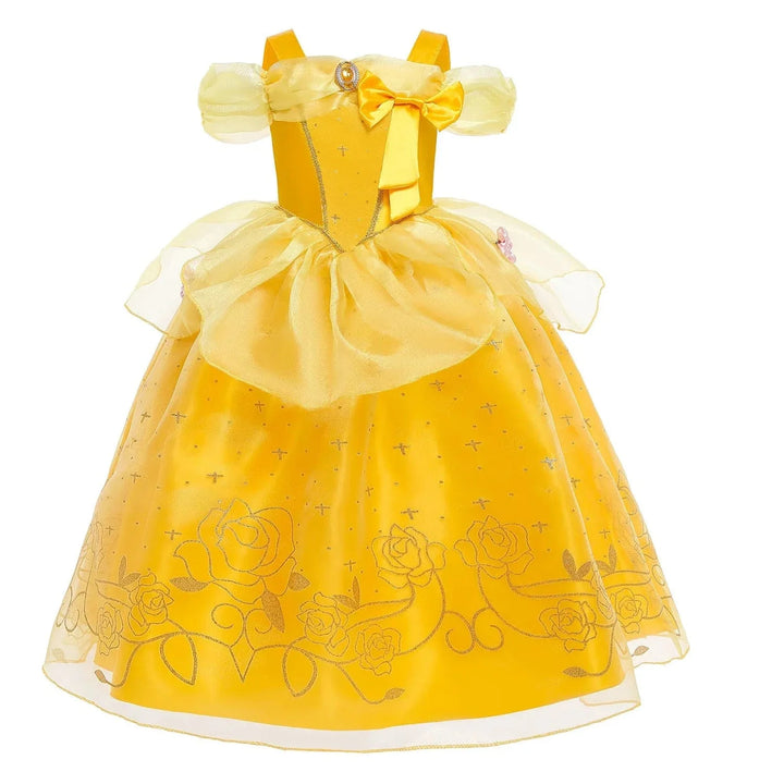 Déguisement princesse enfant, robe élégante avec couronne, sceptre & collier.  Costume enfant fête.