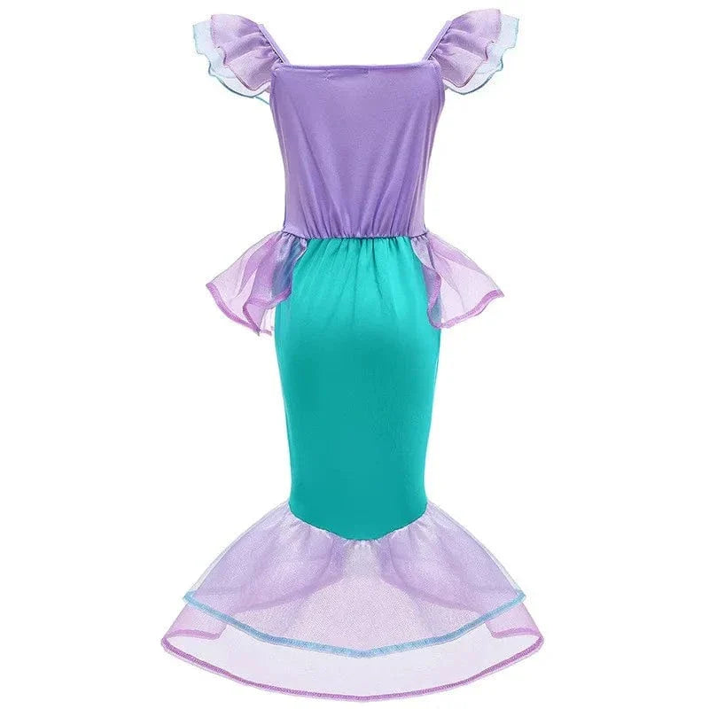 "Déguisement sirène enfant, robe scintillante avec écailles vertes, idéale pour anniversaire ou carnaval, Ariel inspiré."