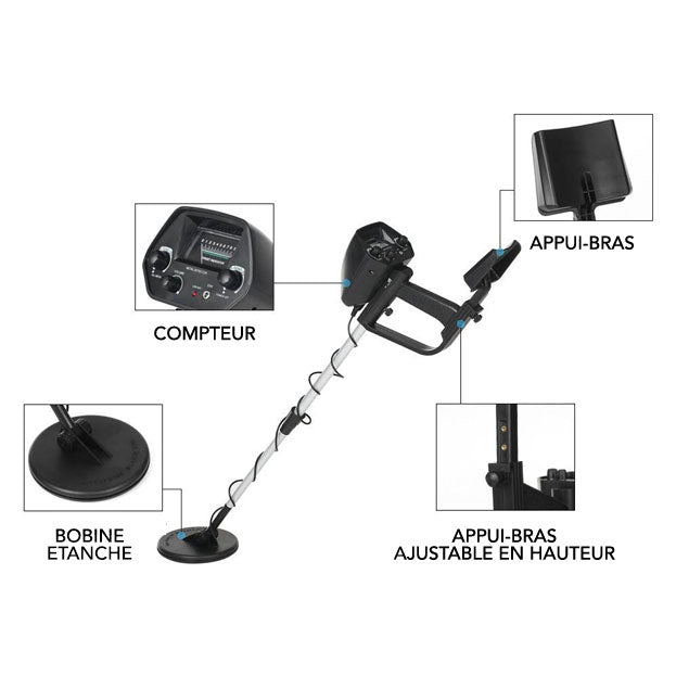 Détecteur métaux professionnel: kit complet pour trouver or, argent et trésors. Image haute résolution du détecteur.