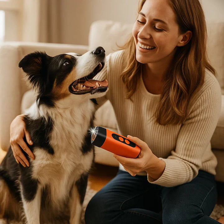 "Dispositif ultrasonique anti-aboiement pour chien, compact, discret, pour une communication sereine et respectueuse."