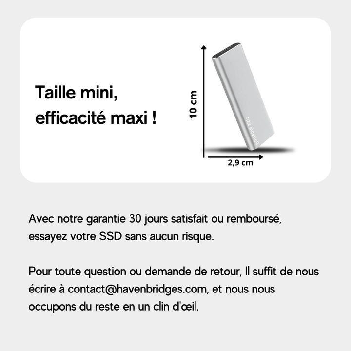 Disque SSD externe 4To, ultra-rapide. Design élégant et compact, idéal pour stocker et transporter vos données.