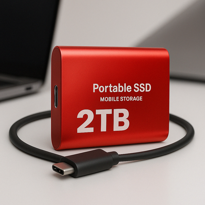 SSD portable compact et léger, idéal pour stockage rapide externe de données avec connectivité USB-C.