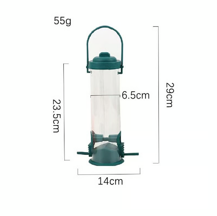 "Distributeur de graines robuste et antiecureuil pour jardin, design innovant garantissant l'accès uniquement aux oiseaux."