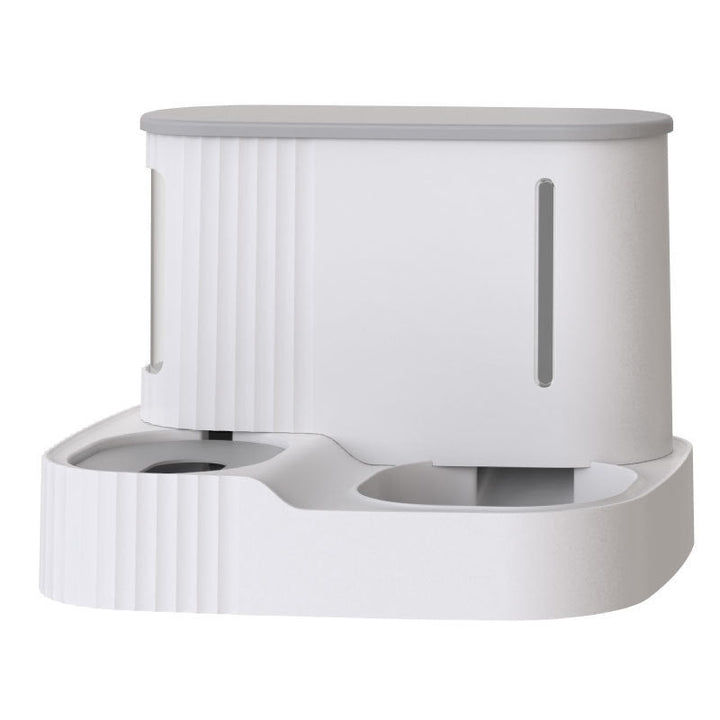 Distributeur double pour animaux: eau et nourriture. Design moderne et élégant. Grande capacité. Nettoyage facile.