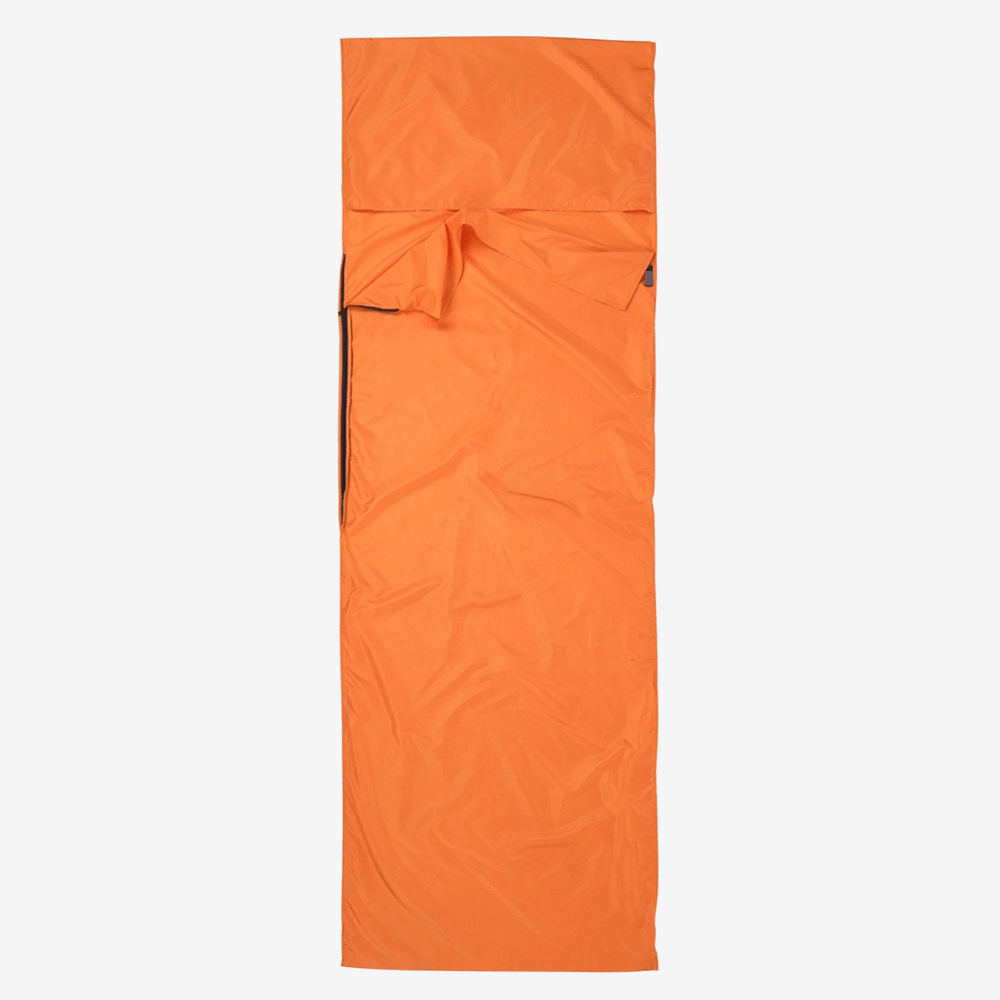 "Drap de sac de couchage léger et respirant pour bivouac, idéal pour aventures en plein air et trekking, structure douce."