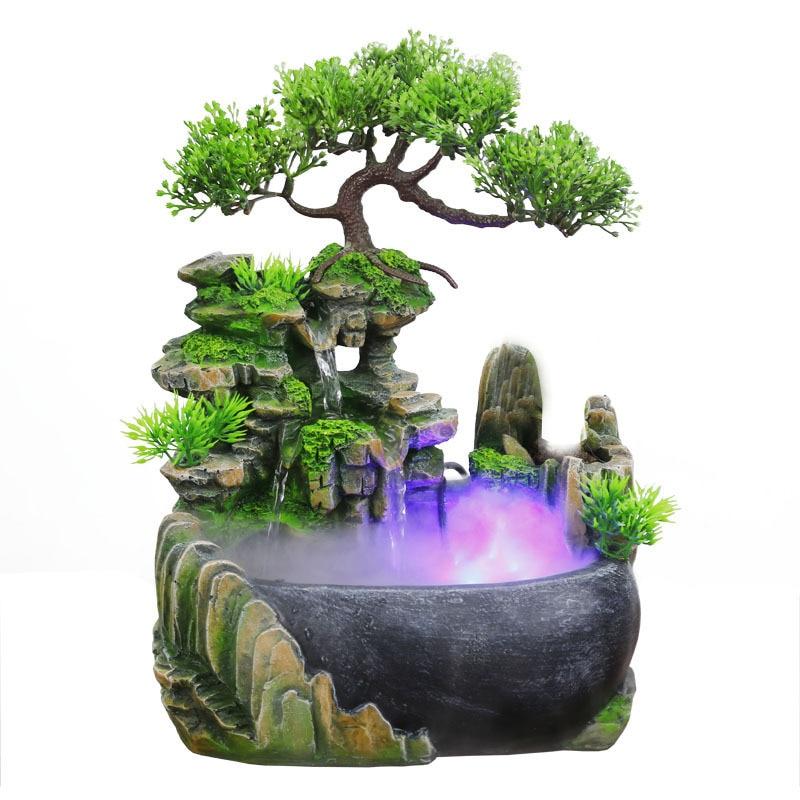 Elegant tabletop cascading water fountain.  Feng Shui design promotes serenity and prosperity.  Home décor.
