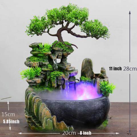 Elegant tabletop cascading water fountain.  Feng Shui design promotes serenity and prosperity.  Home décor.