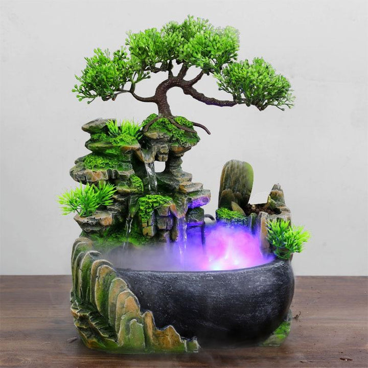 Elegant tabletop cascading water fountain.  Feng Shui design promotes serenity and prosperity.  Home décor.