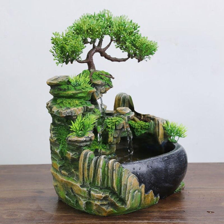 Elegant tabletop cascading water fountain.  Feng Shui design promotes serenity and prosperity.  Home décor.