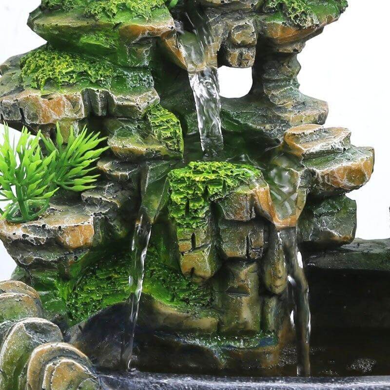 Elegant tabletop cascading water fountain.  Feng Shui design promotes serenity and prosperity.  Home décor.