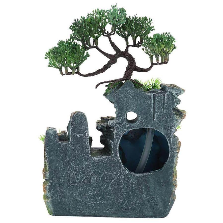 Elegant tabletop cascading water fountain.  Feng Shui design promotes serenity and prosperity.  Home décor.