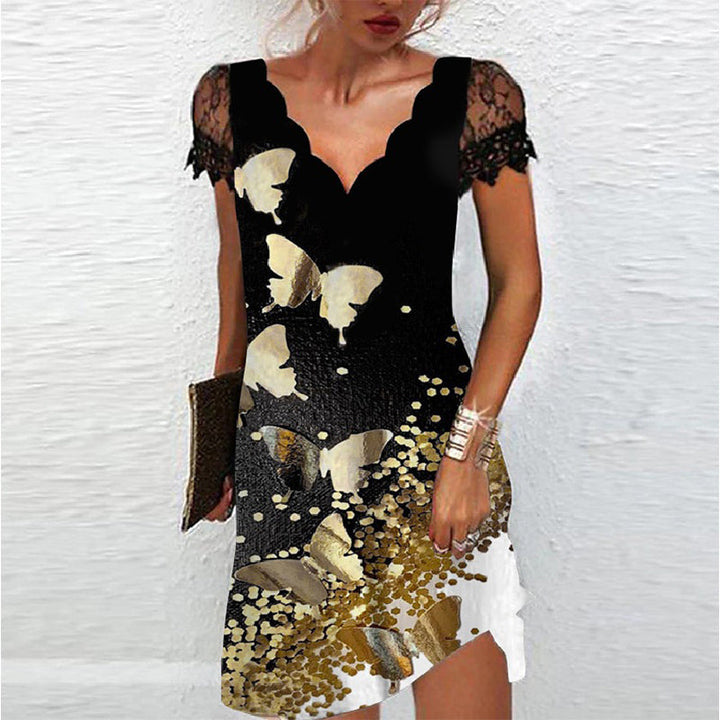 "Élégante robe Amara scintillante d'été, avec dentelle et coupe chic, pour occasions spéciales, disponible en couleurs variée