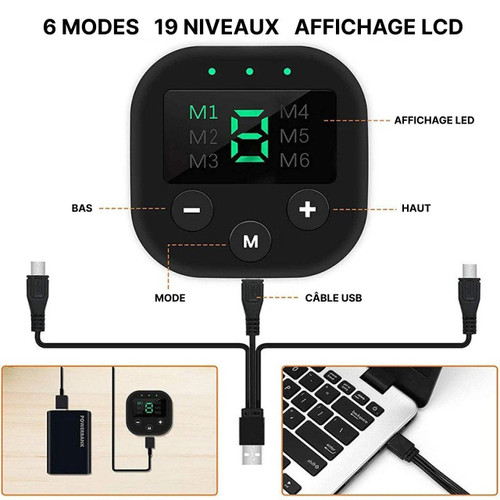 "EMS Electrostimulateur musculaire pour tonification, couleur bleu et orange, portable et facile à utiliser, 10 niveaux"