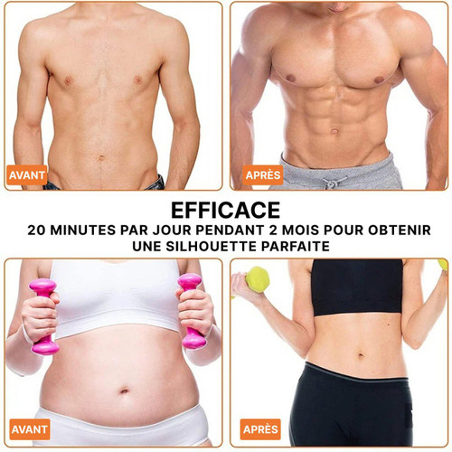 "EMS Electrostimulateur musculaire pour tonification, couleur bleu et orange, portable et facile à utiliser, 10 niveaux"