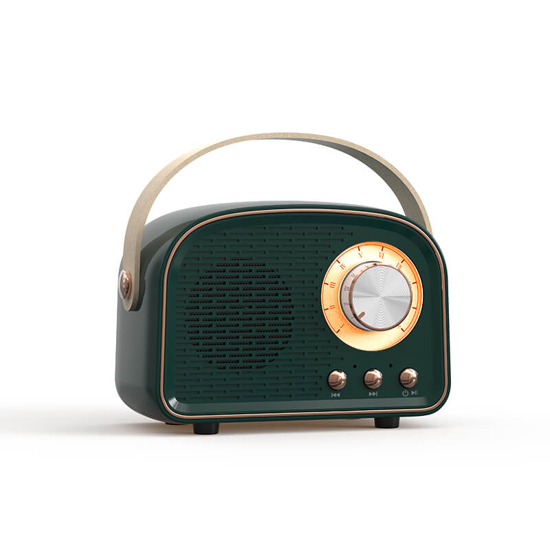 Enceinte Bluetooth vintage, son rétro, radio FM intégrée. Design compact et élégant.