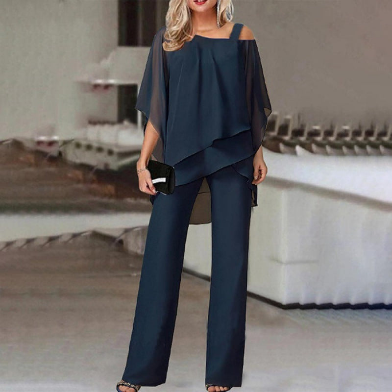 Ensemble coordonné 2 pièces femme élégant, idéal pour soirée ou cérémonie. Tenue chic et confortable en polyester.