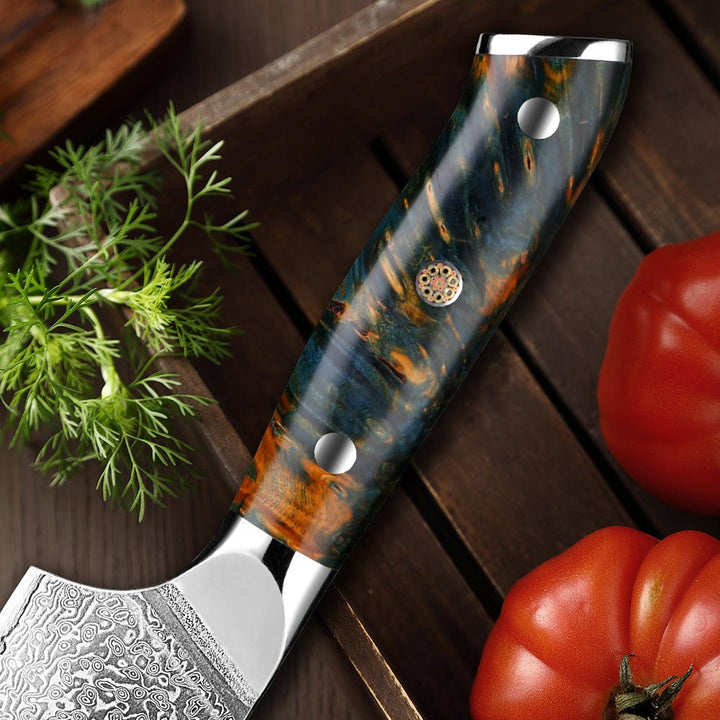 Ensemble 7 couteaux japonais VG10 Damas.  Design élégant, lames affûtées, manche bois.  Coffret luxe.