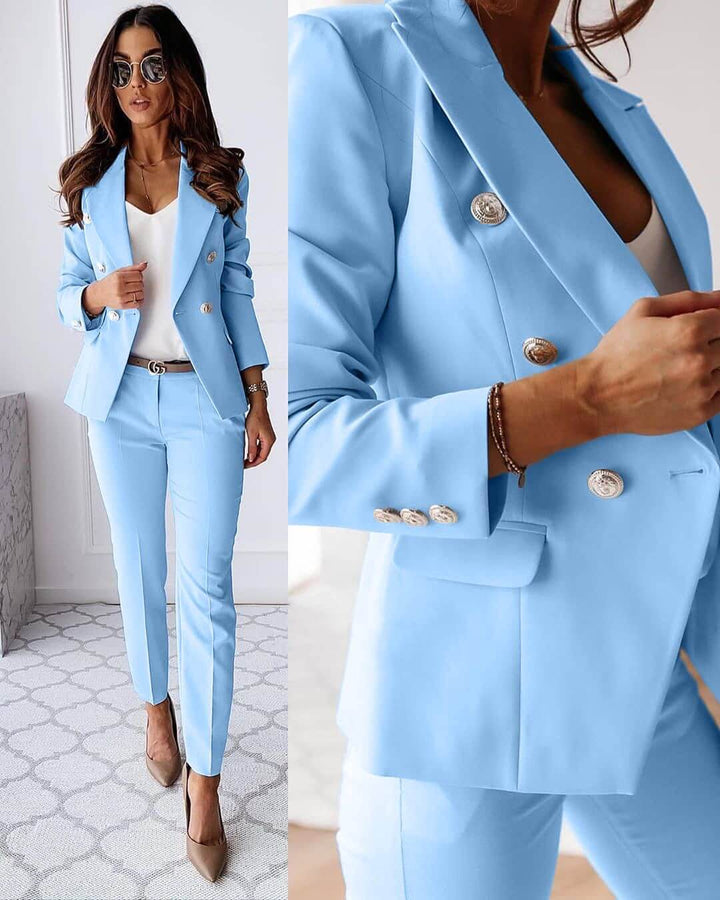 Ensemble blazer jupe/pantalon élégant. Coupe flatteuse, look chic et professionnel. Tailles S-2XL.