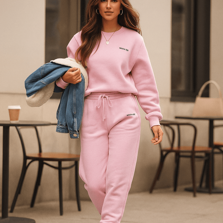 Ensemble détente femme en coton doux, idéal pour le confort quotidien à la maison ou pour une tenue décontractée.