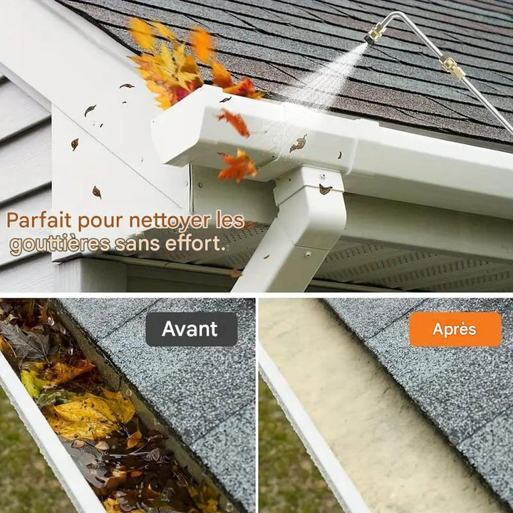 "Ensemble de lances télescopiques 4000 psi pour nettoyage haute pression, idéal surfaces élevées, robuste et extensible."