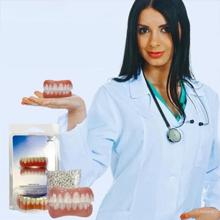 Jeu de prothèses dentaires confortables en silicone biocompatible pour un sourire naturel et soin dentaire optimal.
