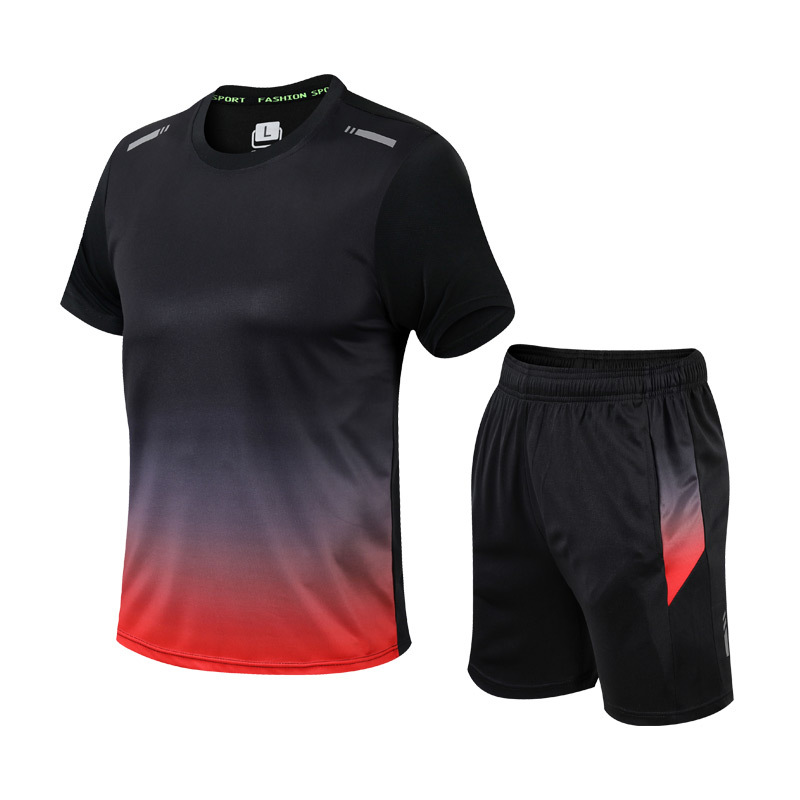 Ensemble homme sport respirant, t-shirt et short performance. Idéal fitness, entraînement estival et confort.