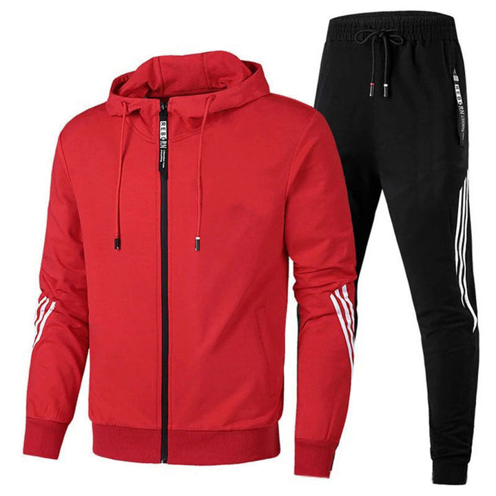 "Ensemble de survêtement homme gris, coupe ergonomique, matériau respirant idéal sport et loisirs, confort et style modernes.