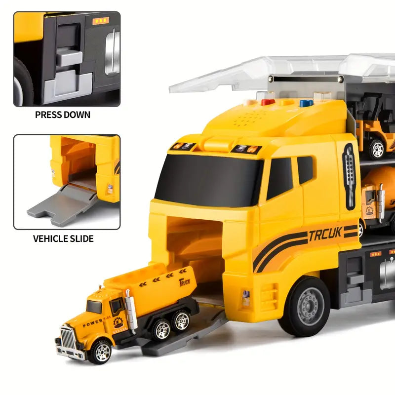 Cadeau enfant : kit de véhicules de chantier robustes pour garçon et fille, favorise le développement.