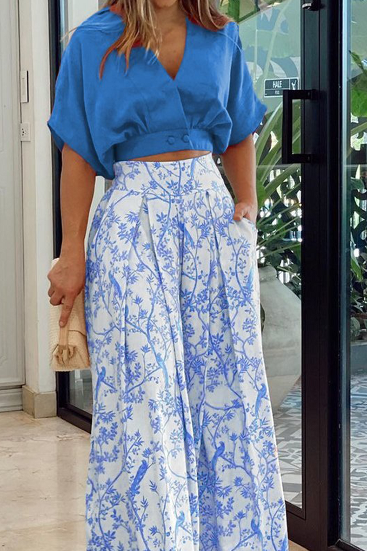 "Ensemble deux pièces femme en satin, crop top manches longues, pantalon palazzo, coloris Mandarine, look raffiné et conforta
