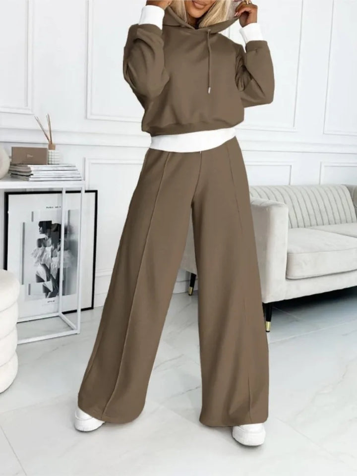 Ensemble femme chic décontracté 2 pièces ample, haut et pantalon polyvalents, idéal pour la mode estivale ou loungewear.