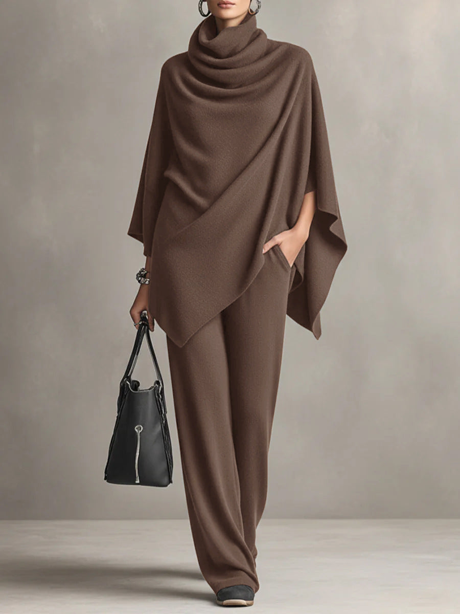 Vêtements femme : ensemble deux pièces drapé chic, avec son pantalon large élégant.