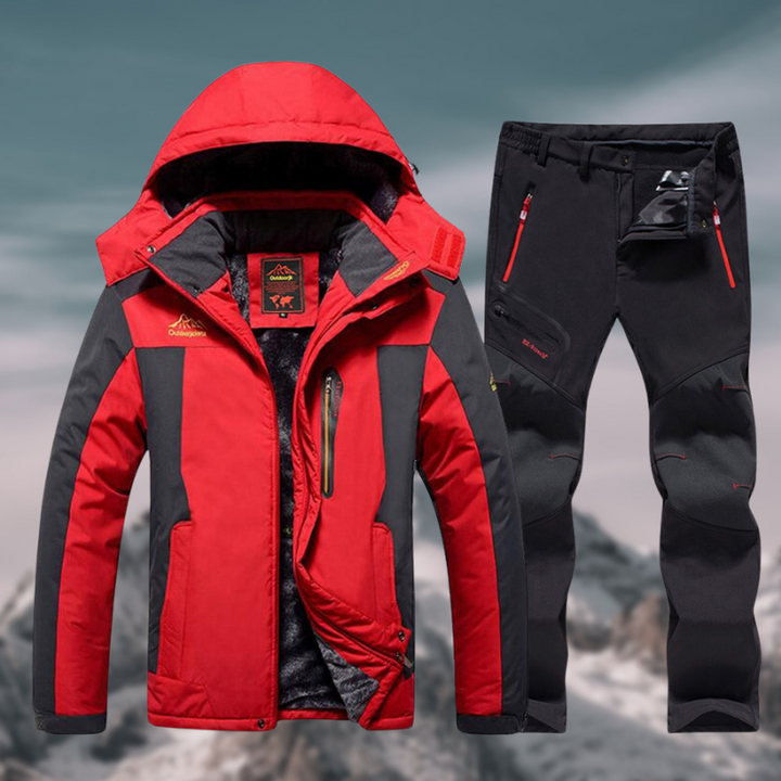 Veste et pantalon imperméables homme, idéal pour le trekking, coupe-vent et chaud en extérieur.