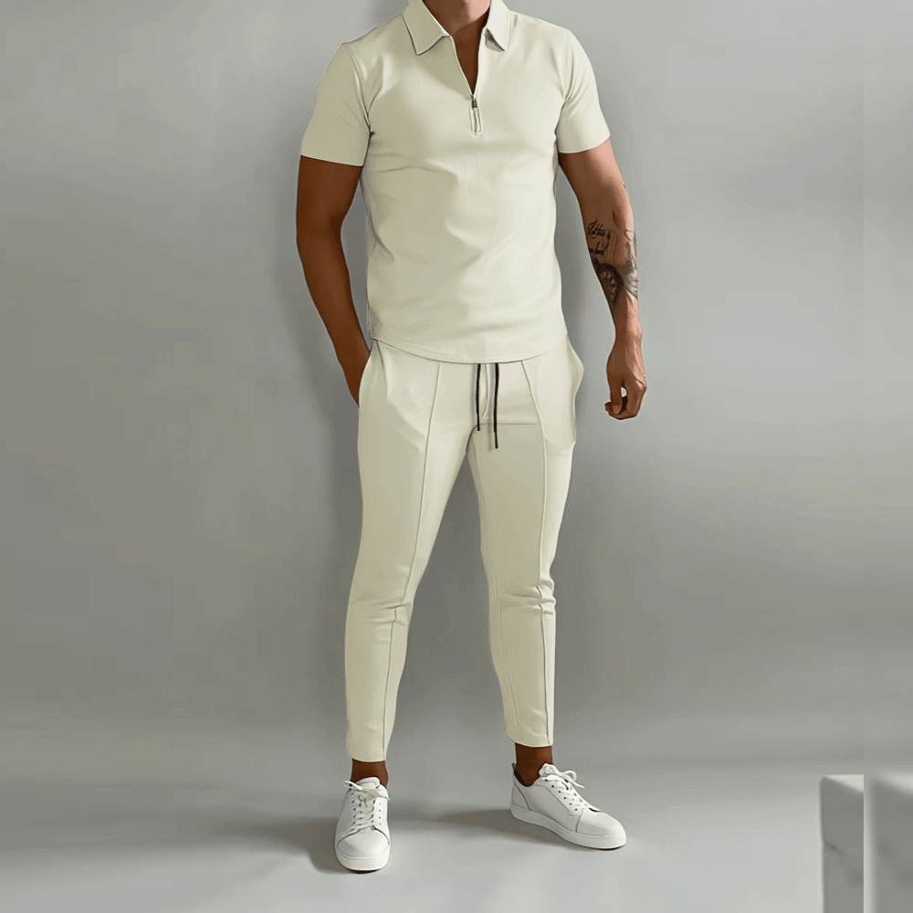 Tenue décontractée homme, co-ord set moderne, alliant style et confort. Mode masculine pour un look quotidien.