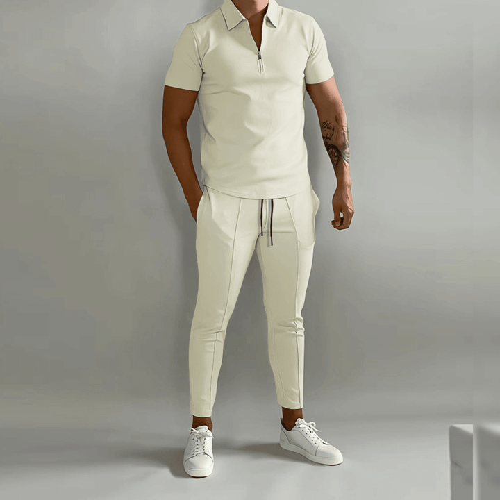 Tenue décontractée homme, co-ord set moderne, alliant style et confort. Mode masculine pour un look quotidien.