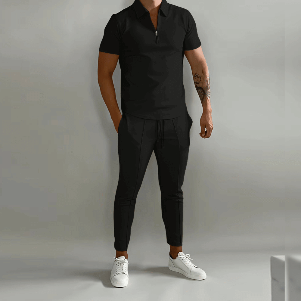 Ensemble de vêtements homme, deux pièces au design contemporain, offrant style polyvalent et aisance. Confort homme garanti.