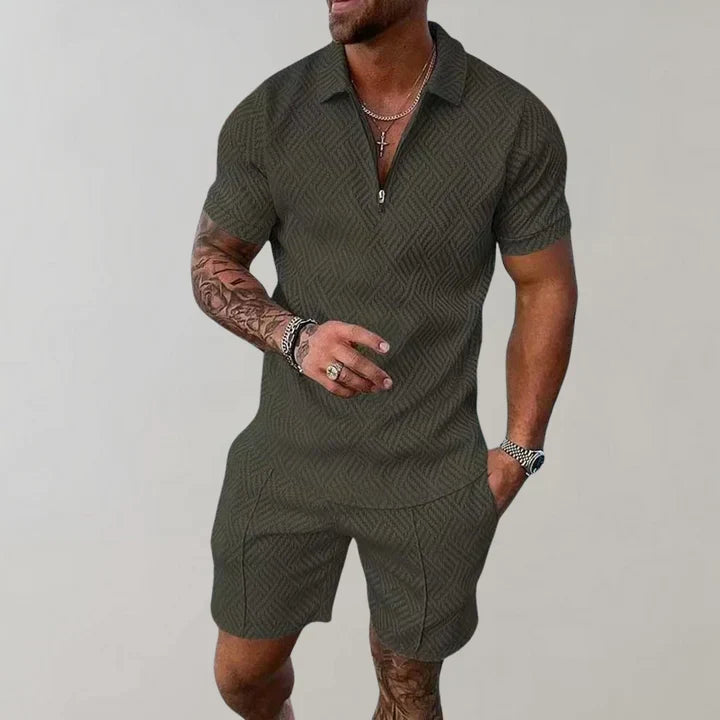 Ensemble été homme élégant en coton lin pour un confort respirant, idéal pour les soirées de vacances.
