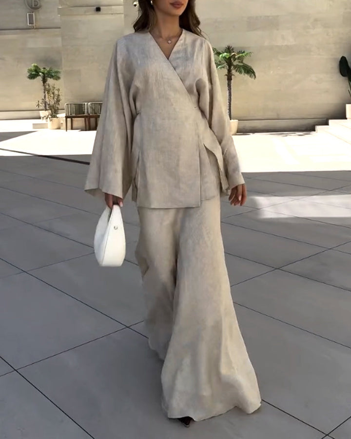 Ensemble jupe longue et tunique coton. Style élégant, coupe fluide.  Parfait pour occasions spéciales.