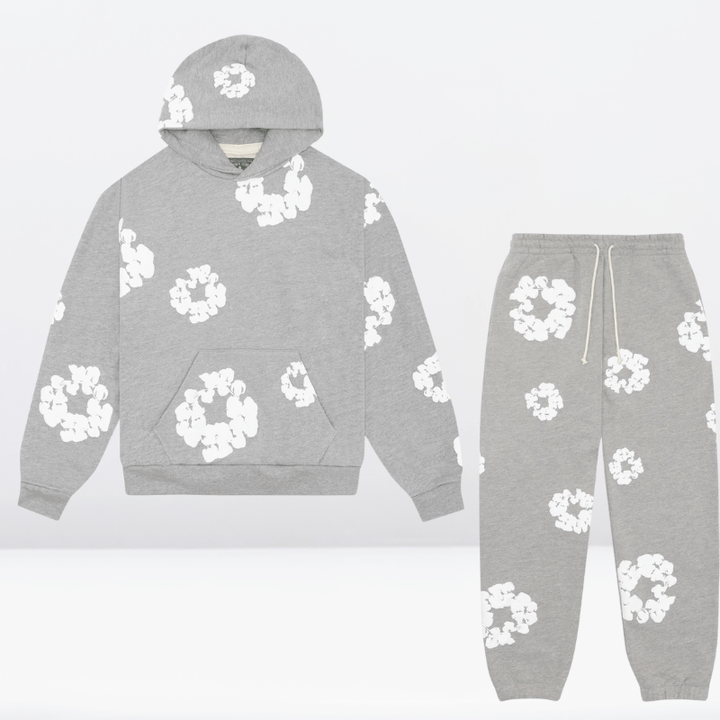 Survêtement confortable en coton doux unisexe, parfait pour la détente et le look casual automnal.