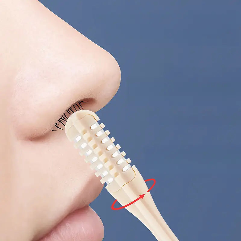 "Épilateur nasal rotatif indolore, design compact, tête 360° hygiénique, parfait pour soin nasal, épilateur portable."